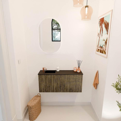 Mondiaz JOYA 90cm toiletmeubel - kleur Dusk - Wastafel FAYE positie Links 1 kraangat kleur Urban.