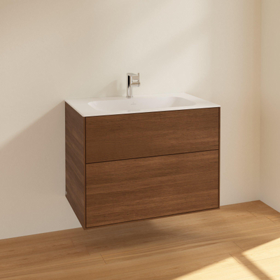 Villeroy & Boch finion wastafelonderbouwkast - met 2 ladenen - 79.6x59.1x49.8cm - voor meubelwastafel - 4164 80/81/84 - Walnut Veneer (mat hout)