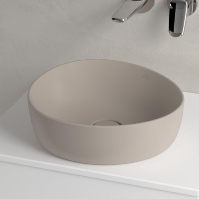 Villeroy & Boch Antao Opzetwastafel - 40x39.5x14.6cm CeramicPlus - zonder overloop - mat almond (beige)
