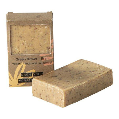 Wellmark Zeep Vegan Soap Bar Green Flower Bran Yellow SHOWROOMMODEL