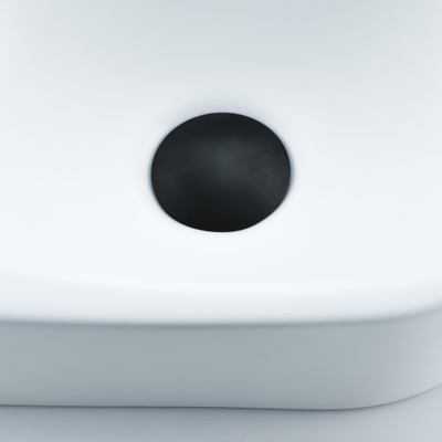 QeramiQ Fuente Ensemble de Lavabo - 40x21.5x12cm - gauche - lisse - demi-rond - 1 trou de robinet - céramique - ensemble de robinet noir mat - bouchon de vidange - siphon réduit - blanc mat