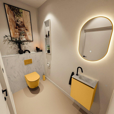 MONDIAZ TURE-DLUX 40cm toiletmeubel Ocher. EDEN wastafel Opalo positie rechts. Met 1 kraangat.