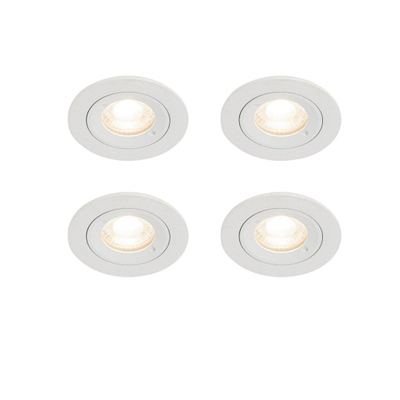 QAZQA Xena Spot encastrable - lot de 4 - 8x8cm - IP44 - Rond - Blanc