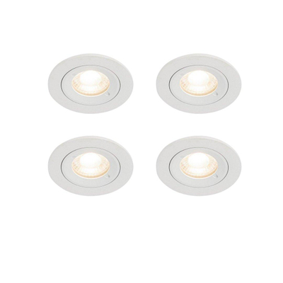 QAZQA Xena spot encastré - set de 4 - 8x8cm - IP44 - rond - blanc mat