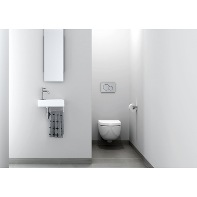 Clou Flush 3 lave-mains 36x18cm trou de robinet à gauche avec porte-serviettes aluite Blanc mat