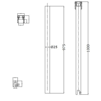 Best Design Black Barre de renfort 100cm pour épaisseur de verre 10 mm Laiton Noir