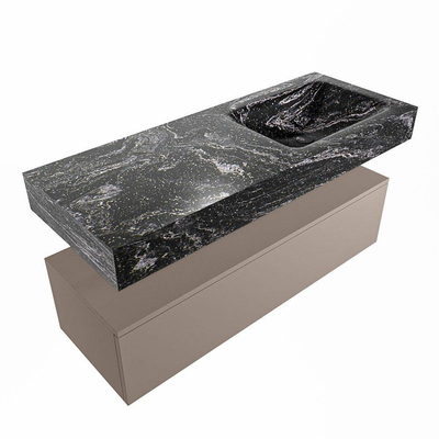 Mondiaz ALAN-DLUX Ensemble de meuble - 120cm - meuble Smoke mat - 1 tiroir - Lavabo Cloud Lava suspendu - vasque droite - 0 trous de robinet