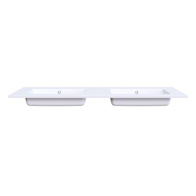 Arcqua Mira Inbouw Wastafel - 161x46x1.5cm - dubbele wasbak - zonder kraangat - cast marble - mat wit