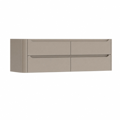 H&R Badmeubelen Juice Wastafelonderkast - 180x45x50cm - linkerhoek afgerond - 4 lades - geïntegreerde greep - Olive