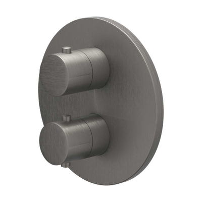 IVY Bond Afbouwdeel - voor Inbouwthermostaat - 3-weg stop-omstel - rond rozet - Geborsteld metal black PVD
