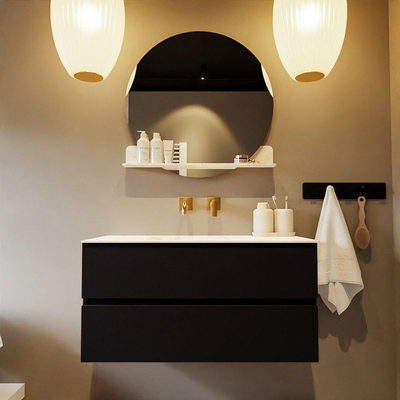 Mondiaz VICA-DLUX ensemble de meuble de salle de bain - 100cm - meuble sous-vasque urban - 2 tiroirs - lavabo encastré cloud milieu - sans trous de robinet - version haute de 60cm - ostra