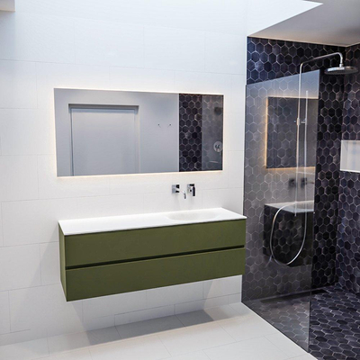 Mondiaz VICA ensemble de meuble de salle de bain - 150cm - meuble sous-vasque armée - 2 tiroirs - lavabo lune droite - sans trou de robinet XL version 60cm haut