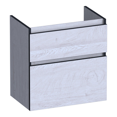 BRAUER Delight Edge meuble sous-lavabo peu profond 60 2 tiroirs softclose - sans poignées - 1 découpe pour siphon - Forest Seashell