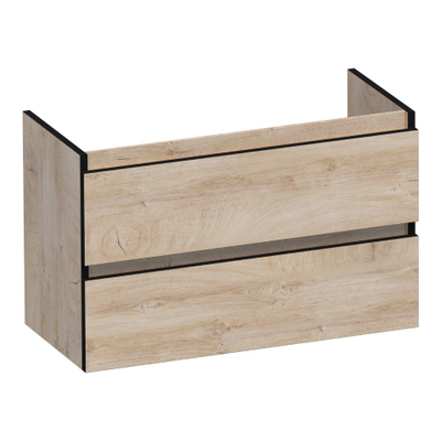 BRAUER Joy Edge wastafelonderkast ondiep 80 2 softclose lades - greeploos - 1 sifon uitsparing - Forest Wheat