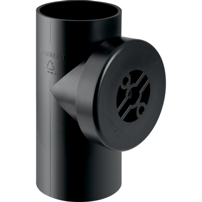 Geberit afvoer PE - fitting - toezichtstuk - 90 graden - met rond deksel - 125