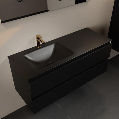 Mondiaz Aivy ensemble de meuble de salle de bains - 120x45x50cm - 1 trou de robinet - 1 vasque urban Solid surface - Gauche - 2 tiroirs - Avec miroir - MDF Urban