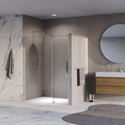 BRAUER Stellar Nisdeur - 2-delig - 140x200cm - draaideur - glascoating - omkeerbaar - helder glas - Geborsteld RVS PVD