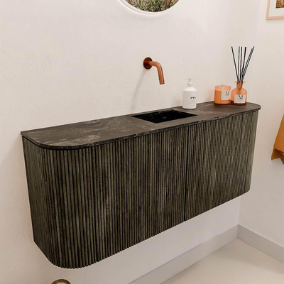 Mondiaz JOYA-DLUX Meuble de toilette 103,2 cm - arrondi gauche et droite couleur Shadow - Vasque FAYE position Milieu Sans trou de robinet couleur Lava