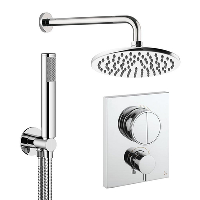 Crosswater MPRO ensemble de douche pluie encastré – douche de tête Ø 20 cm – douchette bâton – 2 leviers – chrome