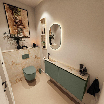 MONDIAZ TURE-DLUX 120cm toiletmeubel Army. EDEN wastafel Frappe positie links. Met 1 kraangat.