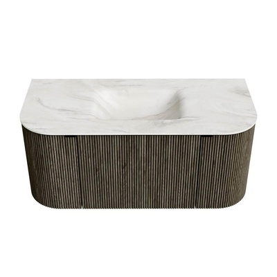 Mondiaz KURVE-DLUX Badkamermeubelset - 100x46x40cm - 1 lade - 2 deuren - wastafel solid surface - midden - 1 kraangat - Shadow