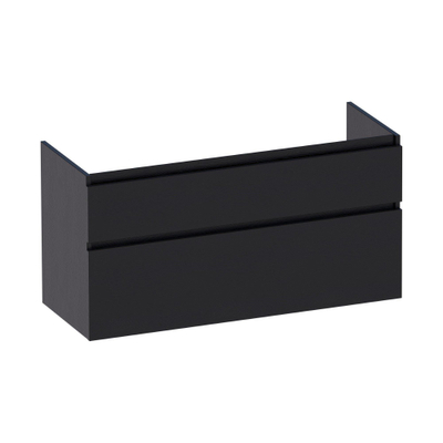 Saniclass Advance Meuble sous-lavabo 119x60x45.5cm sans poignées 2 tiroirs 1 espaces siphon MDF Black Wood