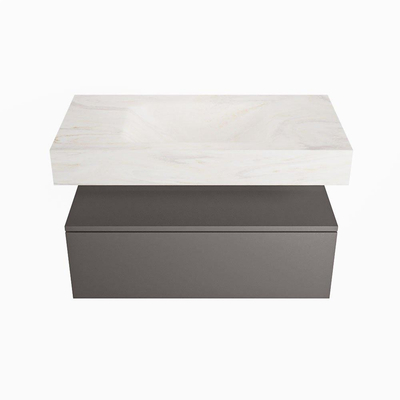 MONDIAZ ALAN - DLUX Badkamermeubelset - 90cm - onderkast - Dark grey - 1 lade - vrijhangende wastafel - wasbak midden - 1 kraangat - Ostra