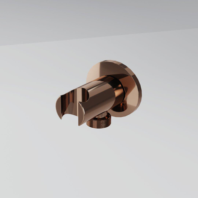 FugaFlow Eccelente Acces Inbouw Regendoucheset - thermostatisch - plafondarm - 25cm hoofddouche - staaf handdouche - gladde doucheslang - geborsteld koper PVD