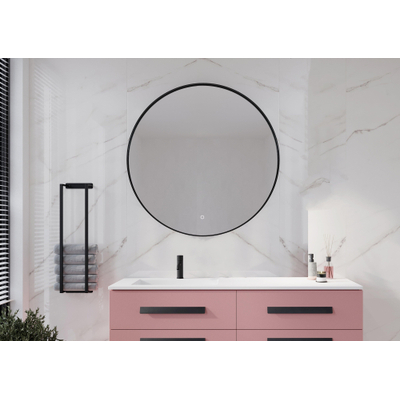 HR Badmeubelen Rondo 2.0 Miroir - cadre noir mat - 100cm - dimmable - LED - chauffage de miroir