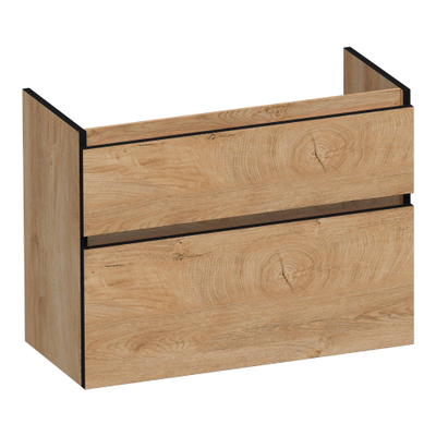 BRAUER Delight Edge meuble sous-lavabo peu profond 80 2 tiroirs softclose - sans poignées - 1 découpe pour siphon - Forest Tan