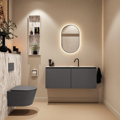 MONDIAZ TURE-DLUX meuble de toilettes 120 cm Dark Grey. Lavabo EDEN Glace position centrale. Avec 1 trou de robinet.