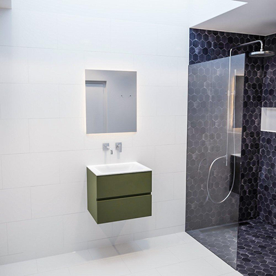 ENSEMBLE DE MEUBLE MONDIAZ VICA - 60cm - 2 tiroirs - lavabo Cloud central - 0 trous de robinet - solid surface army