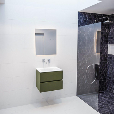 Mondiaz VICA ensemble de meuble de salle de bain - 60cm - meuble sous-vasque armée - 2 tiroirs - lavabo nuage milieu - sans trou de robinet version XL 60cm de haut