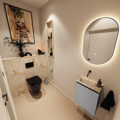 MONDIAZ TURE-DLUX 40cm toiletmeubel Plata. EDEN wastafel Frappe positie links. Zonder kraangat.