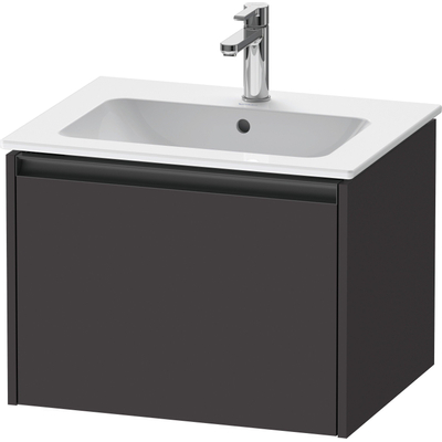 Duravit Ketho.2 Wastafelonderbouwkast - met 1 lade - 61x48x44cm - met greep antraciet - grafiet supermat