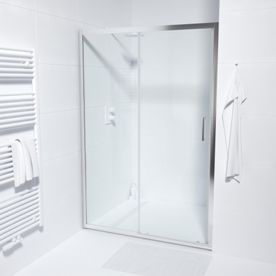 Marenza Slide Quick Fit Porte coulissante - 130x190cm - verre de sécurité 6mm - profilé alu - anti-calcaire - chrome