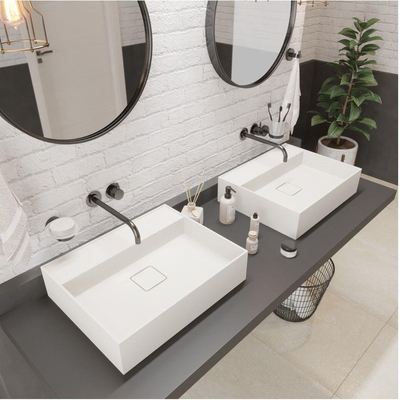 Ideavit Solidbliss opbouwwastafel 50x40x12cm zonder overloop solid surface wit