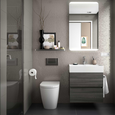 Meuble lavabo - 61x12x47cm - avec trop-plein - 1 vasque - 1 trou pour robinet - céramique - blanc