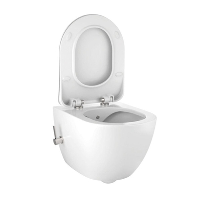 Creavit Hangend Toiletset - 35.3x51cm - Bidetsproeier warm/koud - spoelrandloos - met zitting - mat wit