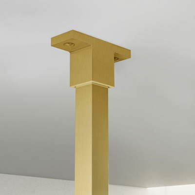 Fortifura Galeria Douche à l'italienne - 90x200cm - Verre nervuré - Bras plafond - Laiton Brossé(Doré)