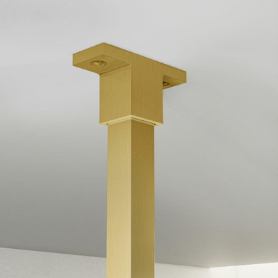 FortiFura Galeria inloopdouche - 100x200cm - rookglas - plafondarm - geborsteld messing