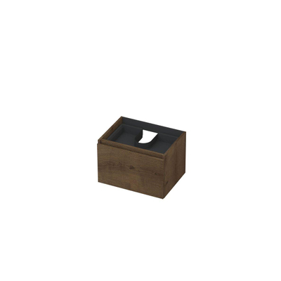 INK Wastafelonderkast - 60x45x40cm - 1 lade - greeploos - met houten keerlijst - MDF - Chocolate