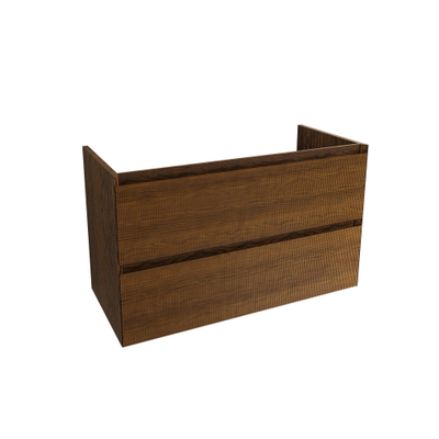 Saniclass Holz Atelier Meuble de salle de bain - 100x45x60cm - lavabo en céramique blanc - 1 vasque - sans trous de robinet - 2 tiroirs - Walnut pure