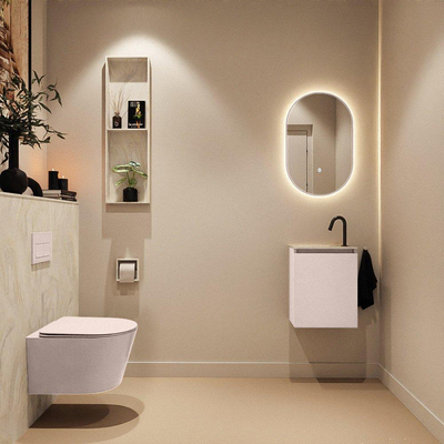 MONDIAZ TURE-DLUX Meuble WC 40 cm Rosee. Lavabo EDEN Ostra position gauche. Avec 1 trou de robinet.
