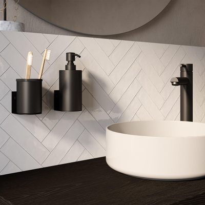 BRAUER Accessoireset - zeepdispenser - beker - met wand ophanging - magnetisch opzetvlak - mat zwart