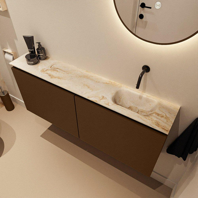 MONDIAZ TURE-DLUX 120cm toiletmeubel Rust. EDEN wastafel Frappe positie rechts. Zonder kraangat.