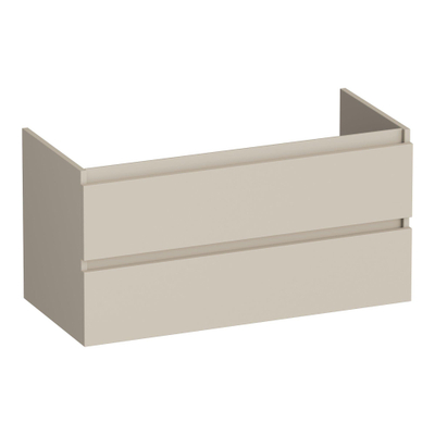 BRAUER Joy wastafelonderkast - 100x46x50cm - 2 softclose lades - greeploos - 1 sifon uitsparing - mat beige