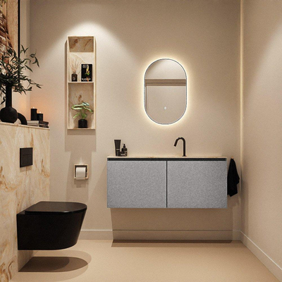 MONDIAZ TURE-DLUX Meuble toilette - 120cm - Plata - EDEN - vasque Frappe - position centrale - 1 trou de robinet