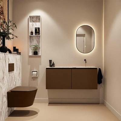 MONDIAZ TURE-DLUX Meuble toilette - 120cm - Rust - EDEN - vasque Glace - position droite - sans trou de robinet