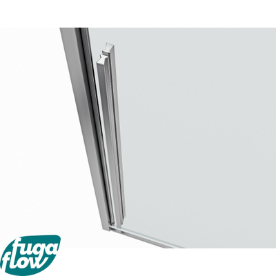 Cabine de douche FugaFlow Efficiente Vetro 120x90cm avec porte coulissante en verre de sécurité 8mm avec anti-calcaire argent poli -